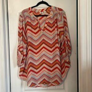 Multi colored, flowy, V-neck blouse. Size 22/24W